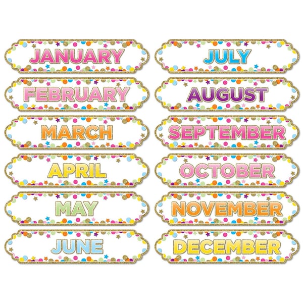 Magnetic Die-Cut Timesavers/Labels, Confetti Months Of The Year, PK6